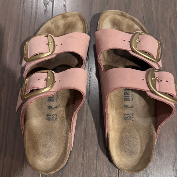 Birkenstock Blush Sandals with Brass Buckles - Picture 1 of 3